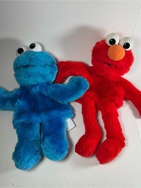 Applause Vintage Sesame Street Puppets 13" Cookie Monster 15" Elmo 1993 Plush